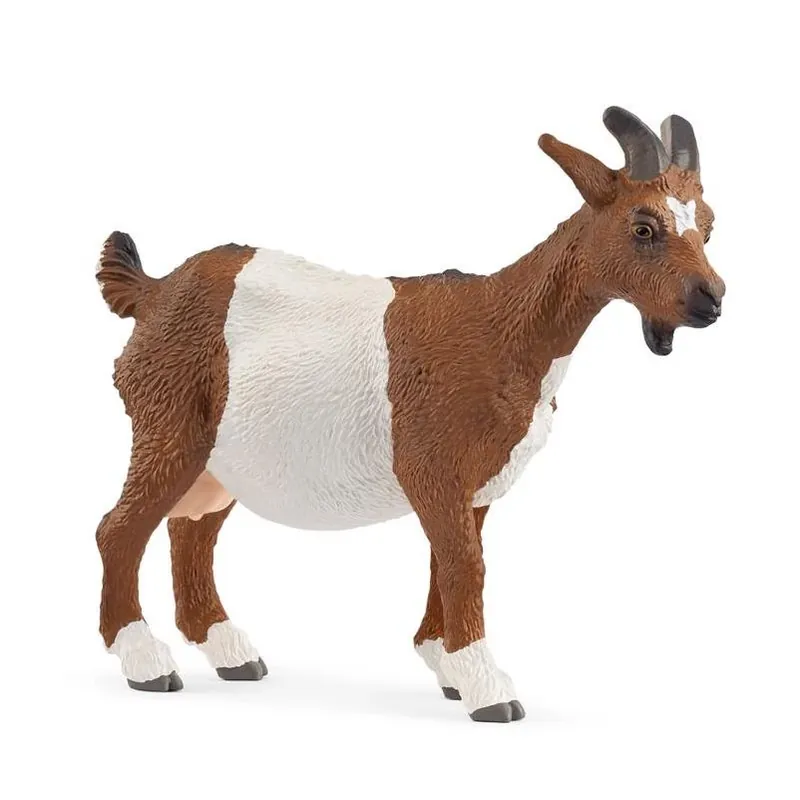 Schleich Hand‑Painted White & Brown Goat Figurine – Realistic Farm Animal Toy For Kids
