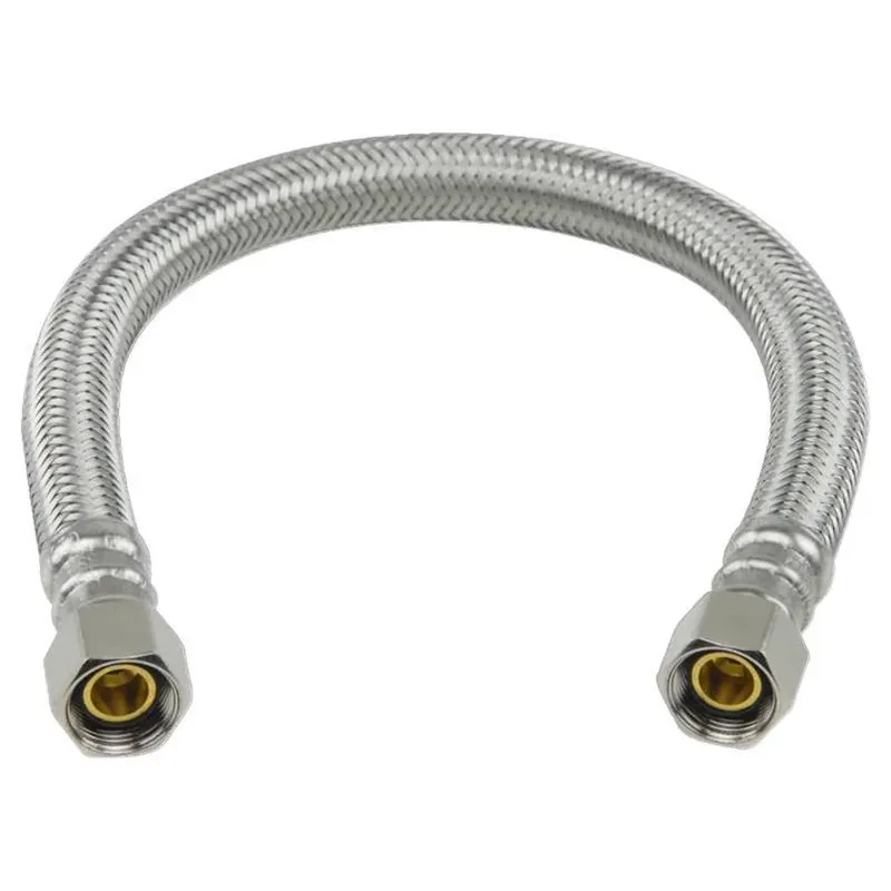 BrassCraft Plumbshop 12‑Inch Braided Stainless Steel Faucet Supply Line – 3/8" Compression, Lead‑Free