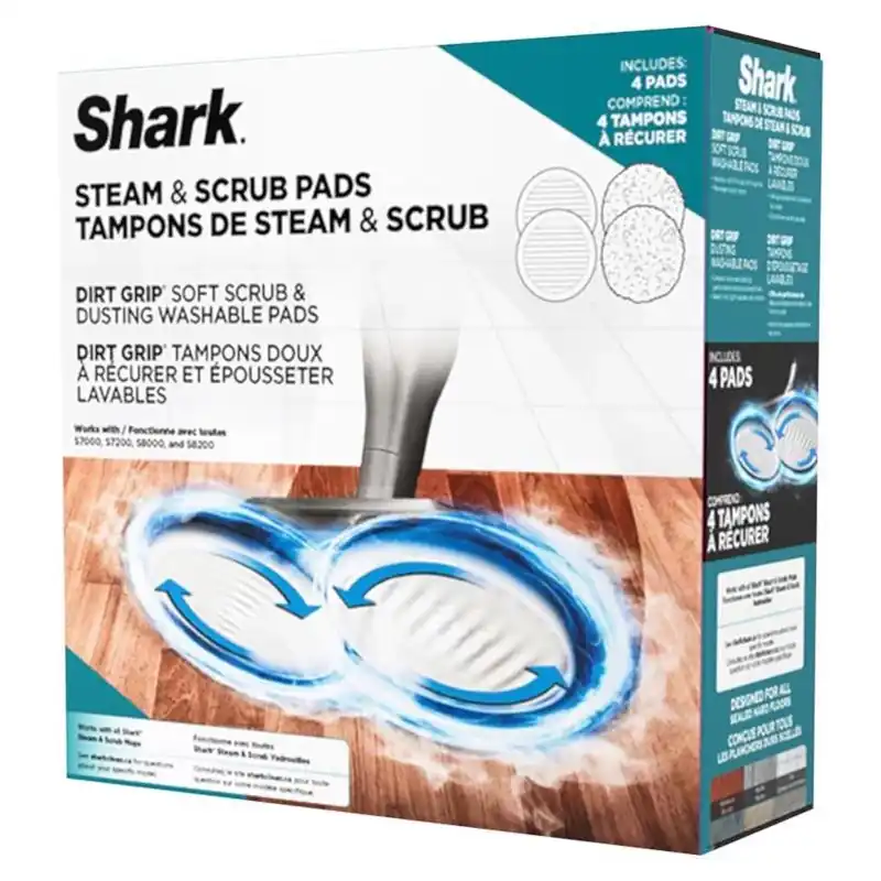 Shark 7.6‑inch Aluminum‑Core Microfiber Floor Cleaning Pad – White/Grey