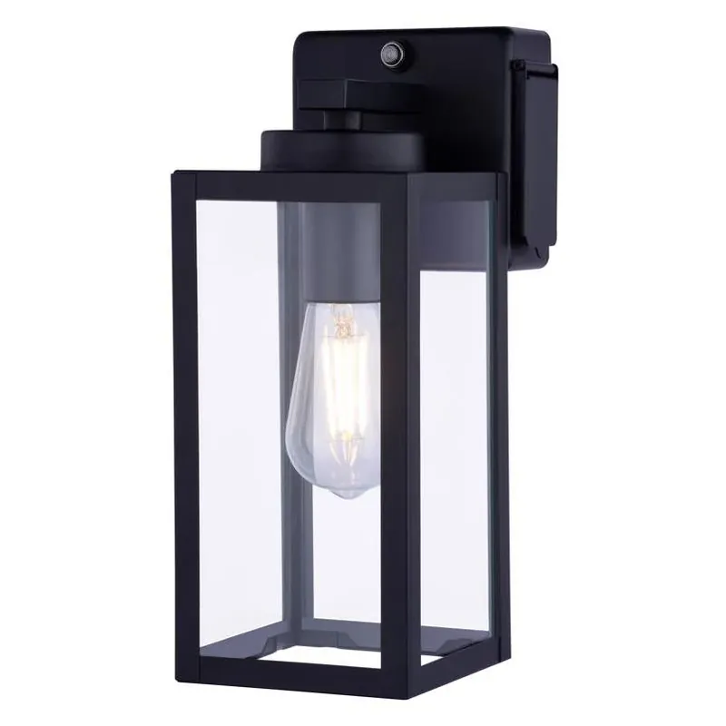 Dualux Textured Black Dusk‑to‑Dawn LED Porch Light – 60W Hardwired Outdoor Fixture