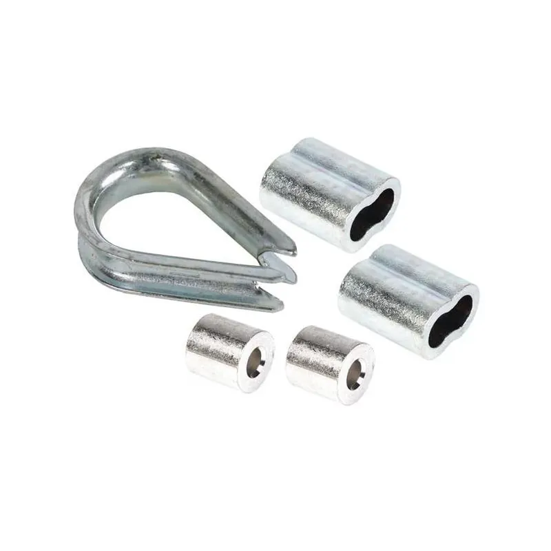 Zinc‑Coated Aluminum Wire Rope Clip & Thimble – 1/16‑in D‑Shaped, Silver Finish – Heavy‑Duty Fastening Hardware
