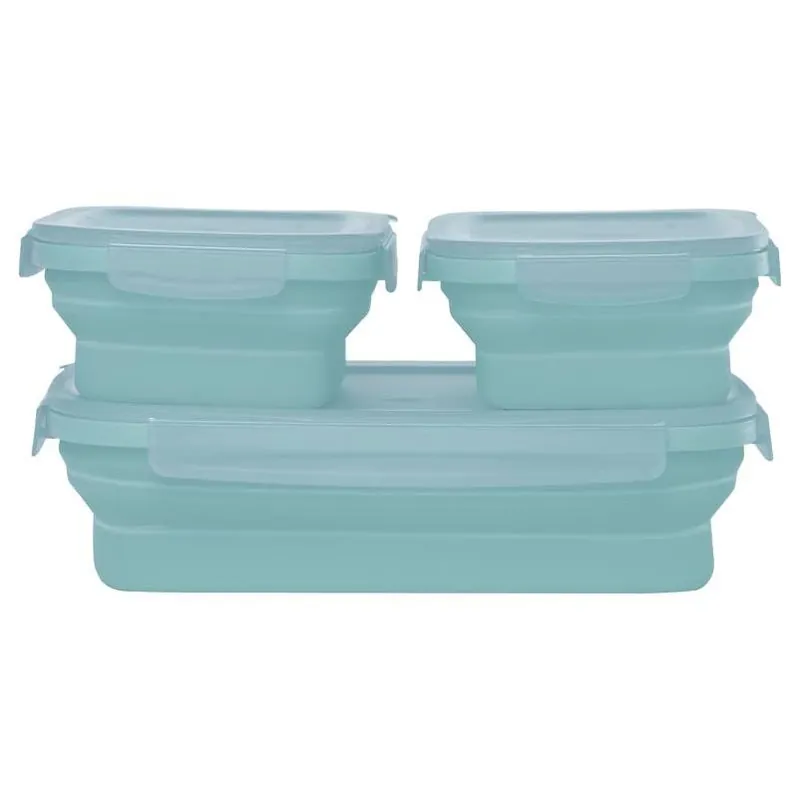 Drip EZ New Secondz Ice Blue Silicone Food Storage Container Set – 3‑Pack