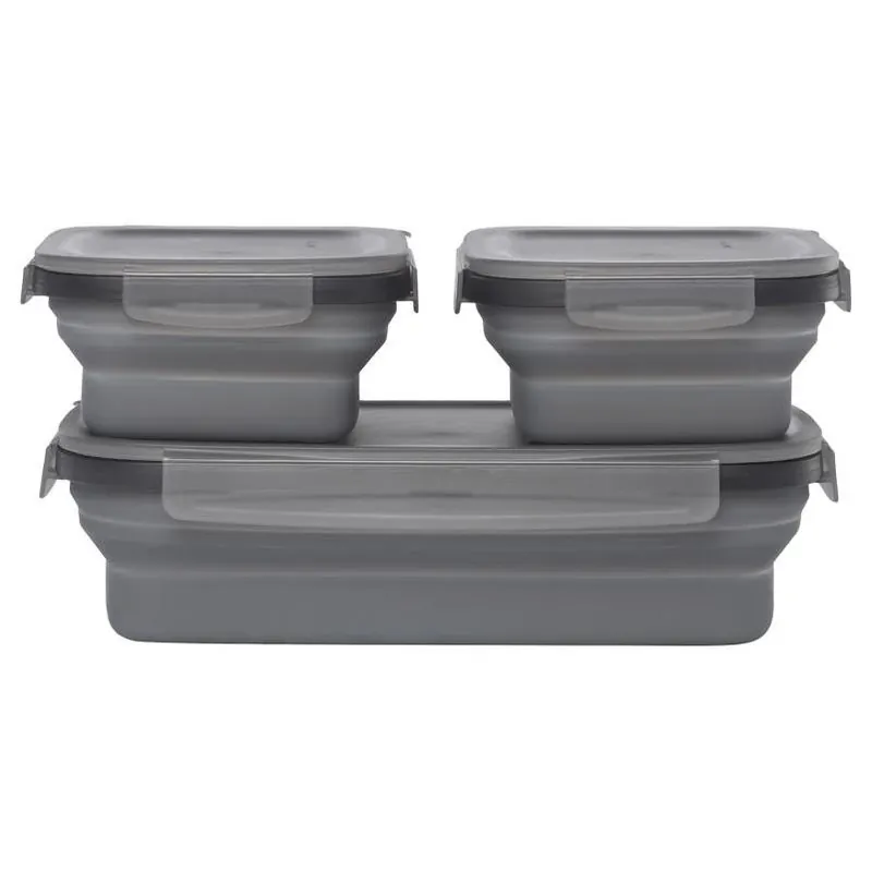 Charcoal Silicone Food Storage Set – 3‑Pack, Freezer & Microwave Safe