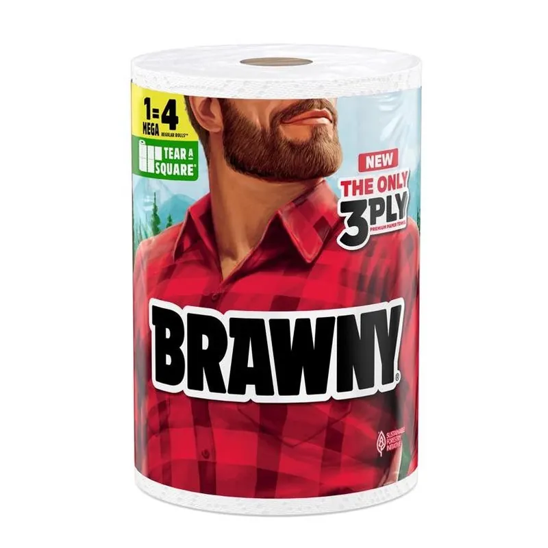Brawny Tear‑A‑Square 3‑Ply Paper Towel Roll – Triple‑Size, Ultra‑Absorbent