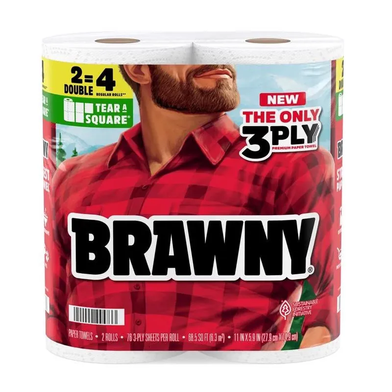 Brawny Tear‑A‑Square 3‑Ply Paper Towel Roll – Versatile Multi‑Size Cleaning