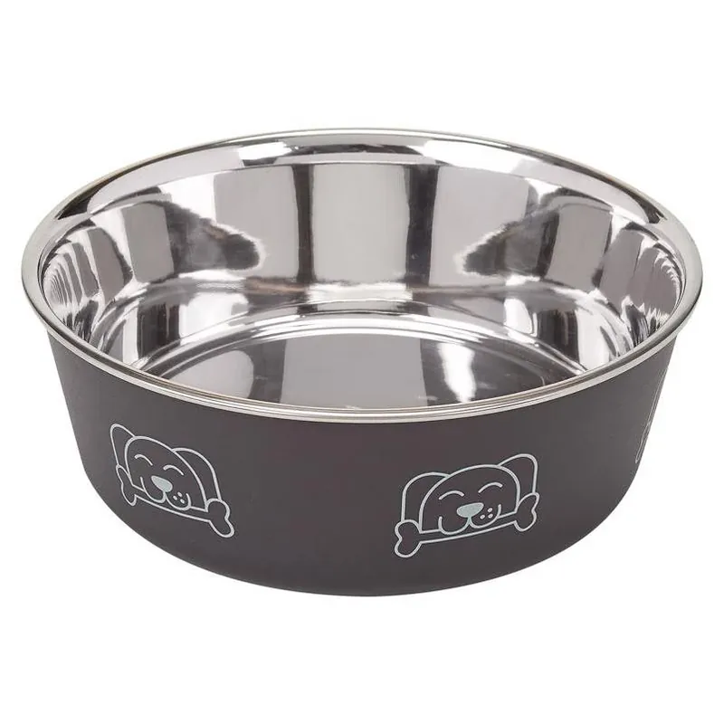 Proselect Espresso‑Tone 15 oz Anti‑Slip Stainless Steel Dog Bowl