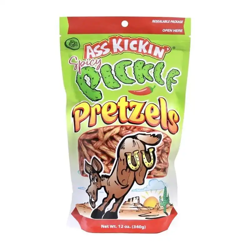 Ass Kickin‘ Spicy Pickle Pretzel Snacks – 12 oz Bag
