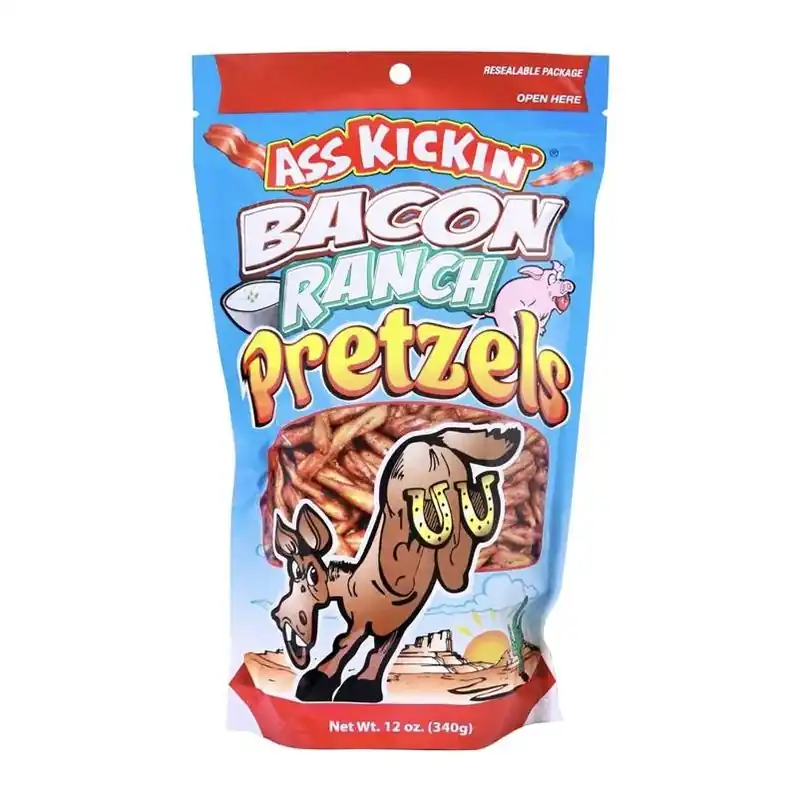 Ass Kickin‘ Bacon Ranch Pretzels – 12 oz Crunchy Snack Bag