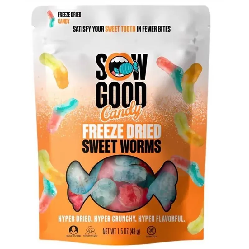 Sow Good Freeze‑Dried Sweet Worms Candy Bites – 1.5 oz Treats