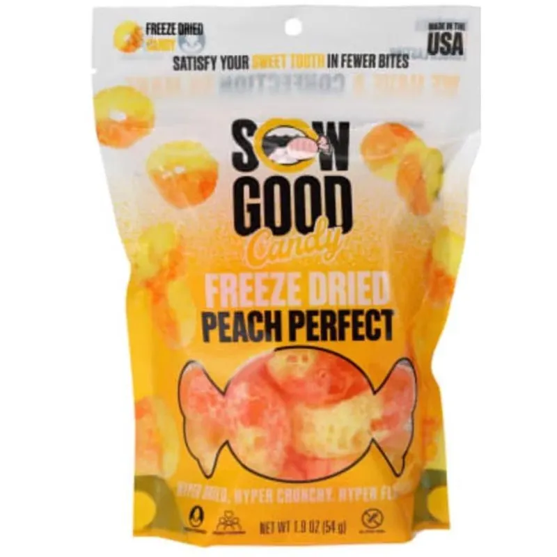 Sow Good Freeze‑Dried Peach Candy Bites – 1.9 oz Sweet Crunchy Snack