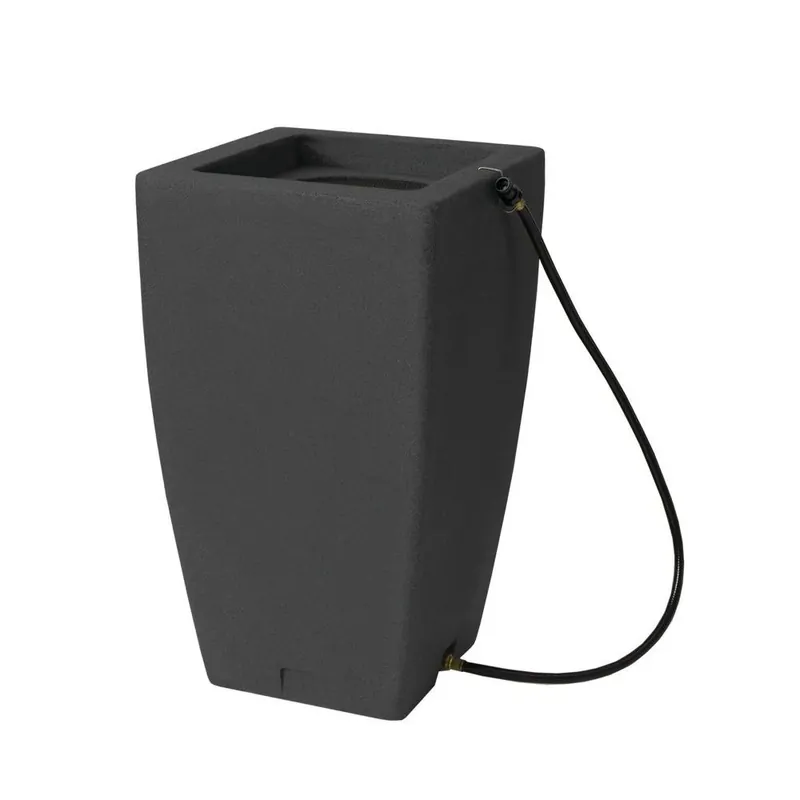 Madison 49 Gallon Rain Barrel In Charcoalstone With Integrated Planter