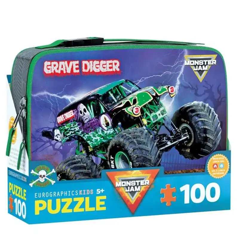 Grave Digger Monster Jam Lunch Bag 100‑Piece Jigsaw Puzzle – Multicolored Board Game By Eurographics
