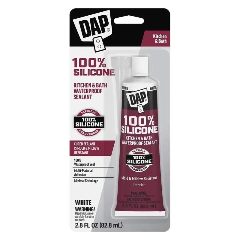 DAP 7079800950 Premium White Silicone Sealant – 24‑Hour Cure, Waterproof, 2.8 fl oz