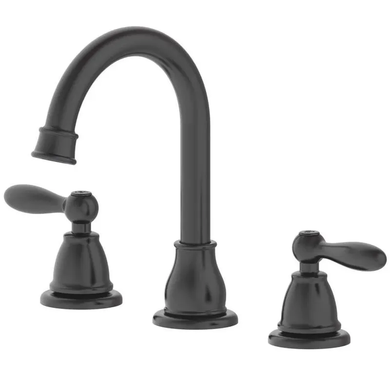 Oakbrook Jennifer Matte Black 8‑Inch Widespread Bathroom Faucet – Traditional High‑Arc Lever Design