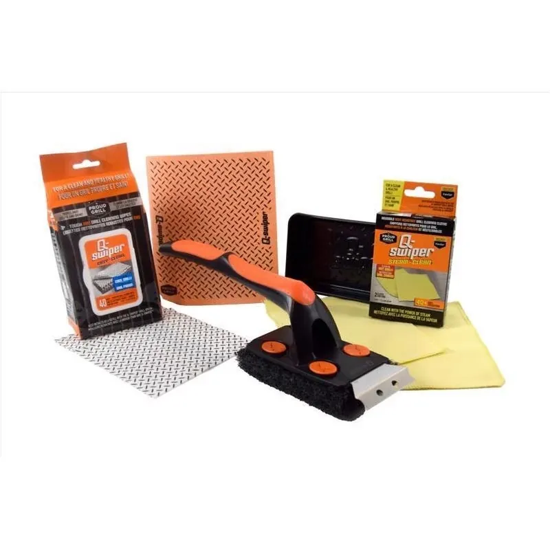 Q‑Swiper 6‑Piece Steam Clean Grill Cleaning Kit – Plastic‑Handled Brush Set