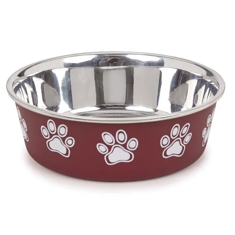 Proselect Merlot 15 oz Stainless Steel Dog Bowl – Skid‑Resistant Feeding Dish