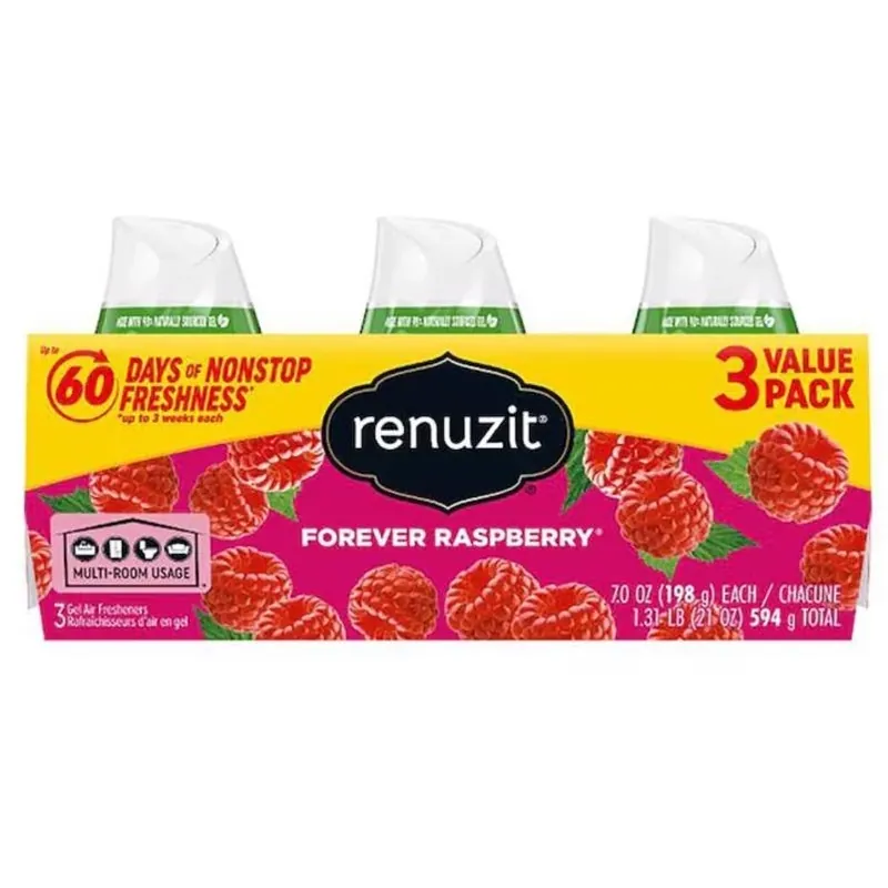 Renuzit Raspberry Gel Air Freshener – 21 oz, 3‑Pack, 60‑Day Fragrance