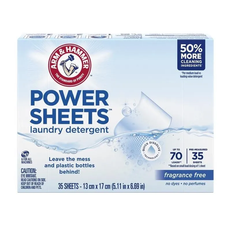 Arm & Hammer Free & Clear Laundry Detergent Sheets – 35‑Pack, 70 Loads, Eco‑Friendly HE Formula