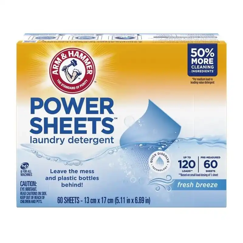 Arm & Hammer Clean Breeze Laundry Detergent Sheets – 60 Sheets (120 Loads)