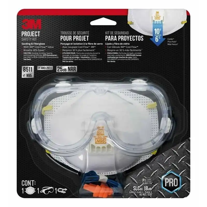 3M White Disposable Sanding & Fiberglass Respirator Kit – 3‑Piece Supply Set