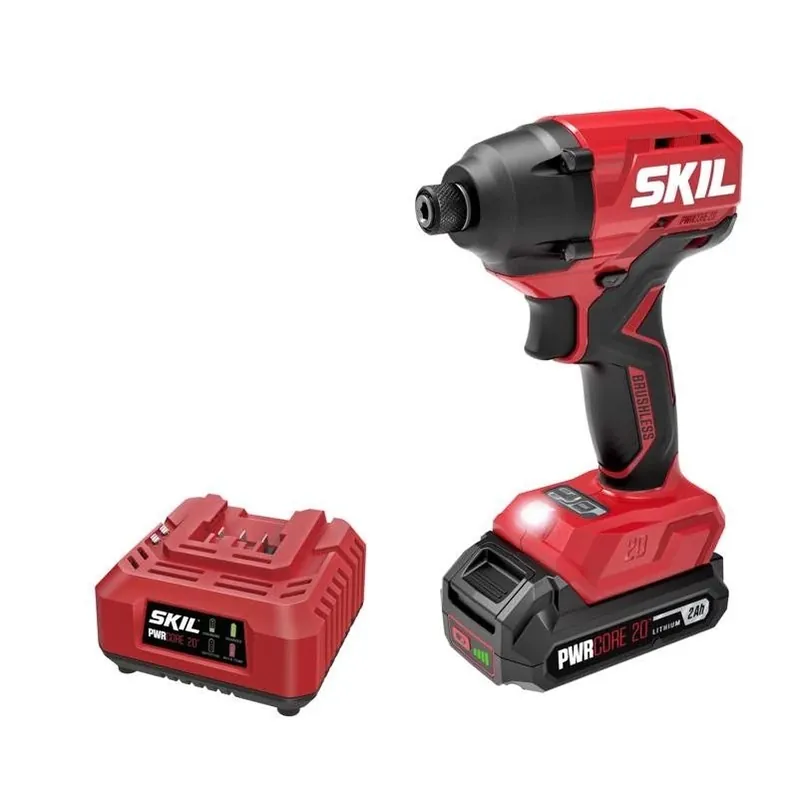 SKIL 20V Brushless Cordless Impact Driver Kit – 1/4" Hex, LED, 2.0 Ah Battery