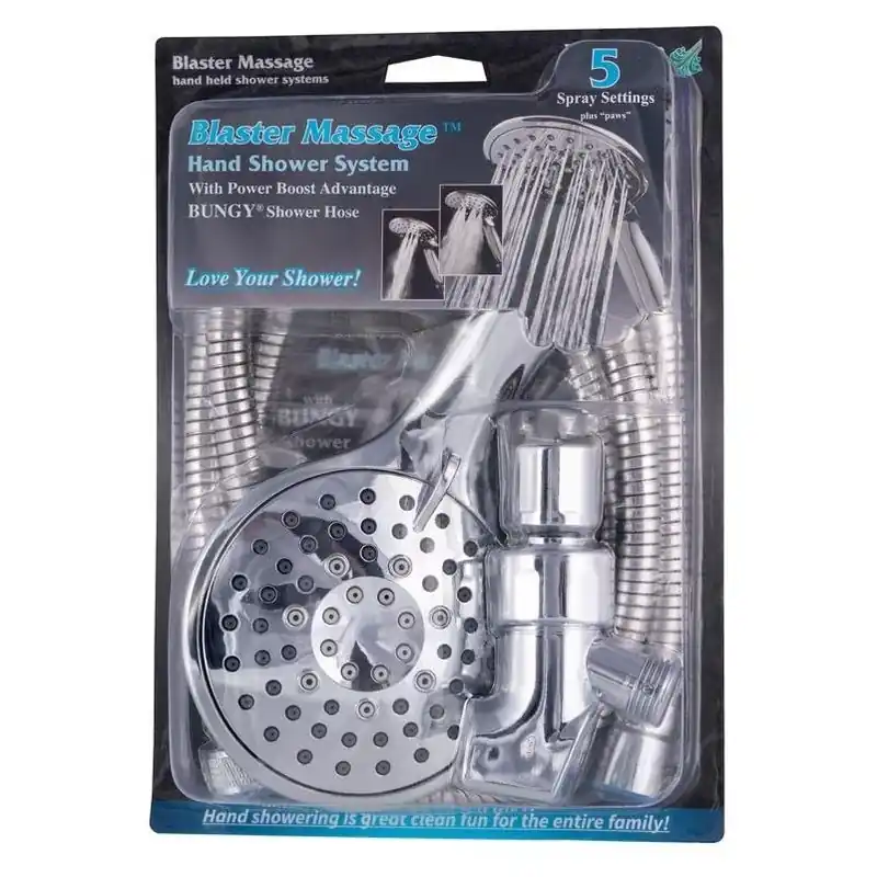 Whedon Blaster Massage Chrome Handheld Showerhead – 5 Spray Settings, 2 GPM