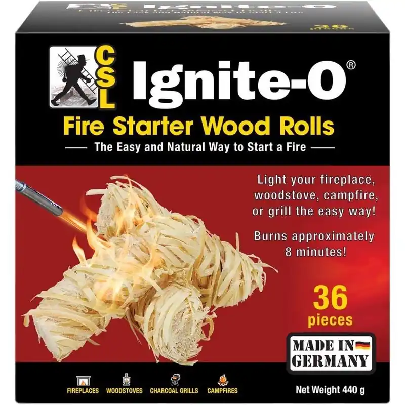Ignite-O CSL 36‑Pack Wood Fire Starter – 8‑Minute Rapid Burn