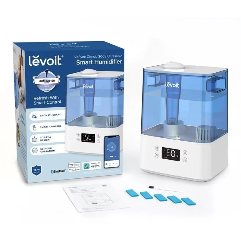 Levoit 1.58‑Gallon Digital Ultrasonic Humidifier – 215 sq ft Coverage, Blue/White