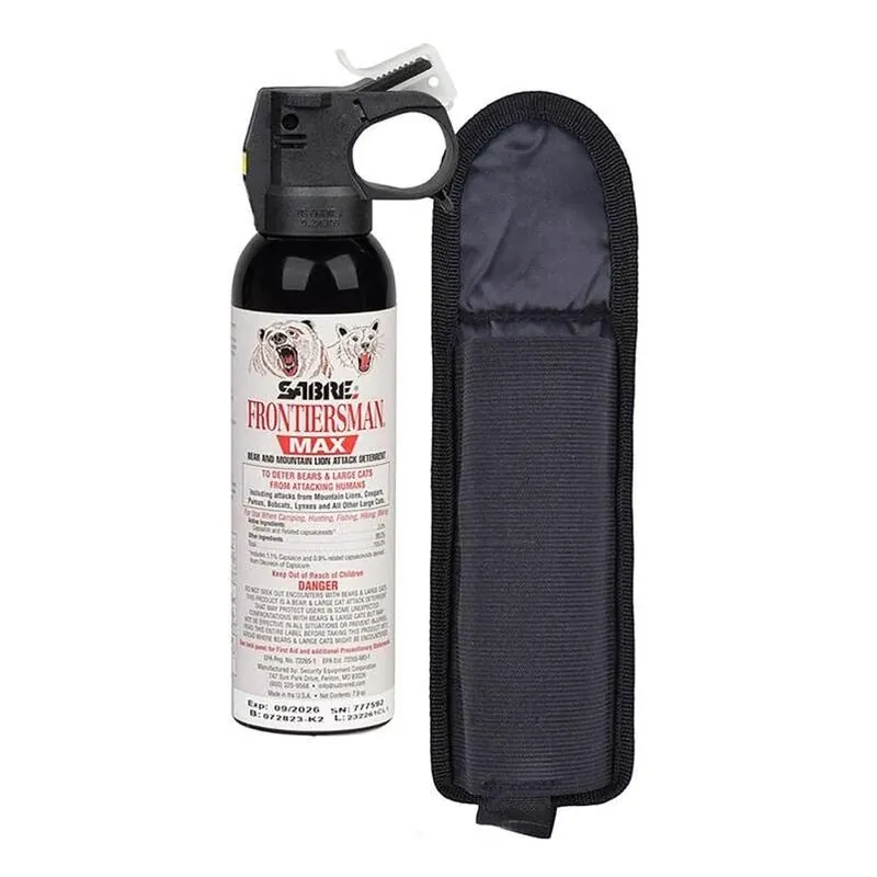 Sabre Frontiersman Max Black Nylon Bear & Mountain Lion Pepper Spray With Belt Holster – 7.9 oz