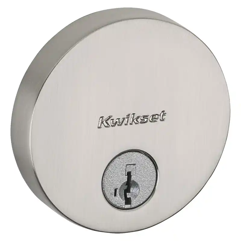 Uptown Round Single-Cylinder Deadbolt Lock, SmartKey Security, Satin Nickel