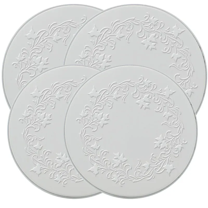 Ivy Embossed Round Burner Covers Set Of 4 In White