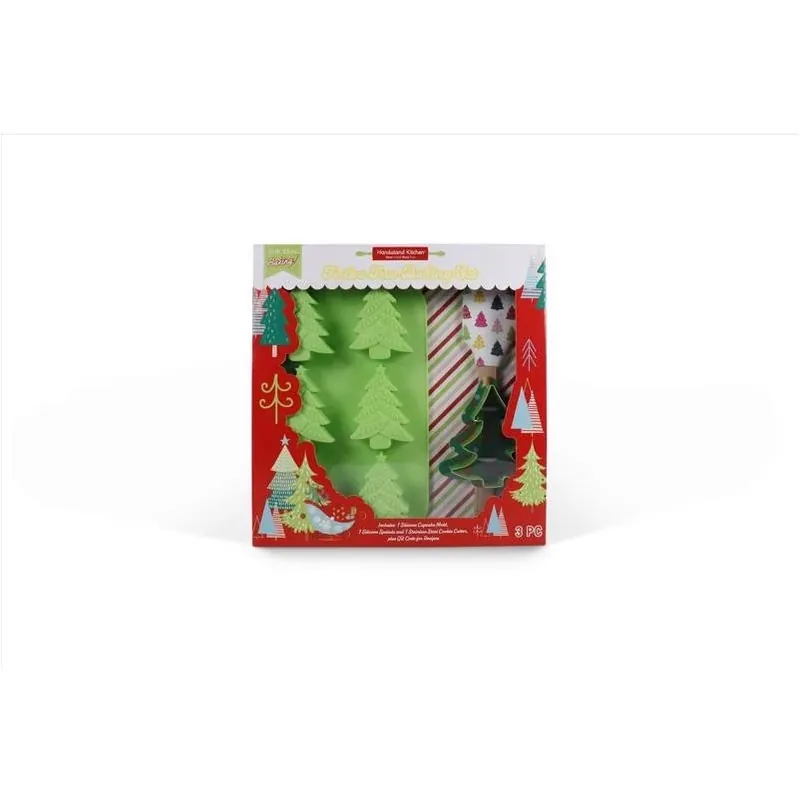 Multicolor Festival Tree Silicone Bake Set – 3‑Piece Handstand Kitchen Collection