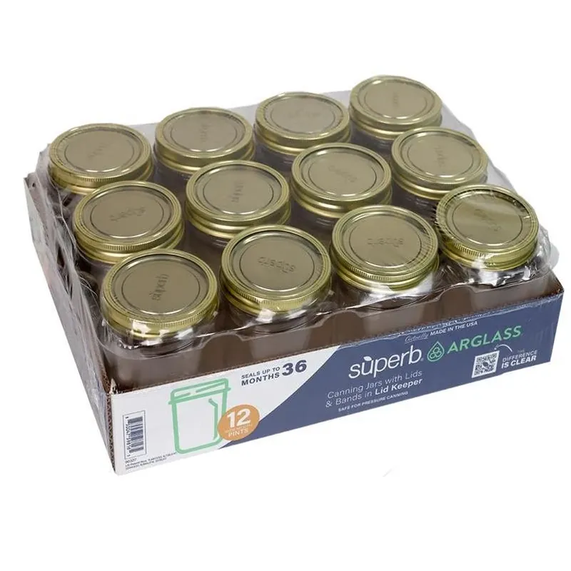 Superb Arglass 16 oz Wide‑Mouth Glass Canning Jars – Pack Of 12
