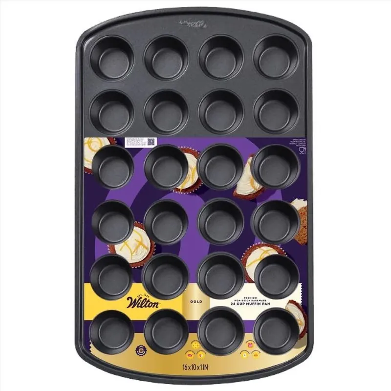 Wilton Gold Mini Muffin Pan – 10" X 16", Gray, 24‑Cup Nonstick Steel