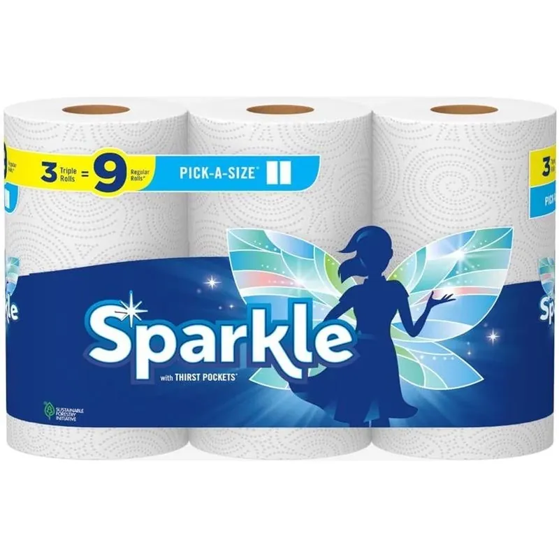Sparkle Ultra‑Absorbent 2‑Ply Paper Towels – 165 Sheets Per Roll, 3‑Pack