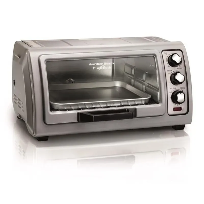 Hamilton Beach 6‑Slice Silver Toaster Oven With Convection – 1400W Countertop Bake & Broil