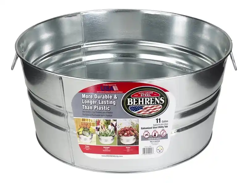 Wash Tub, Galvanized Sheet Steel, Round, 10-1/2 Gallons