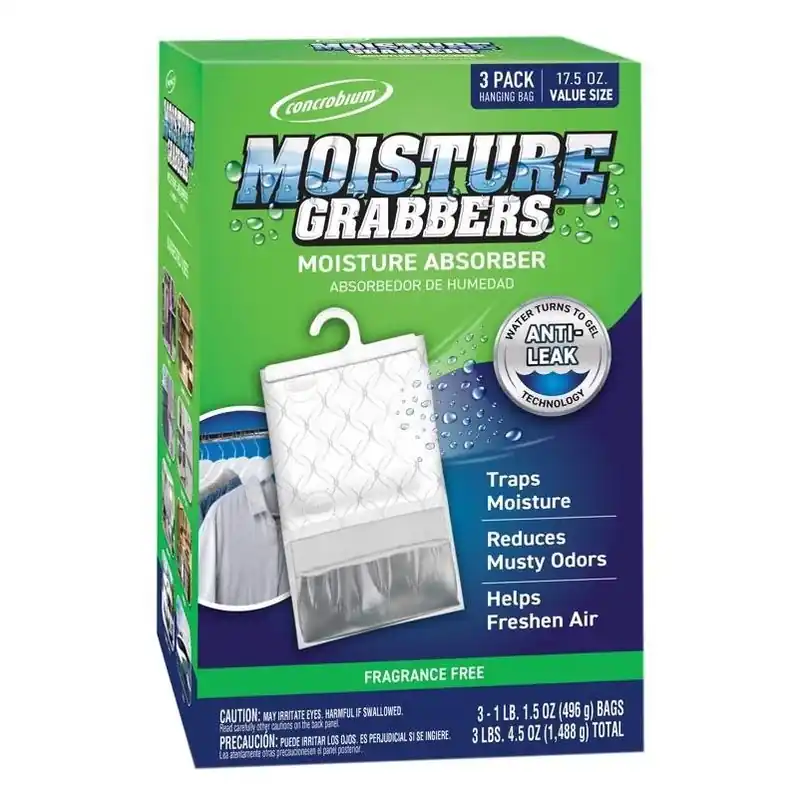 Concrobium Moisture Grabber Dehumidifying Powder – 17.5 oz Anti‑Spill Pack