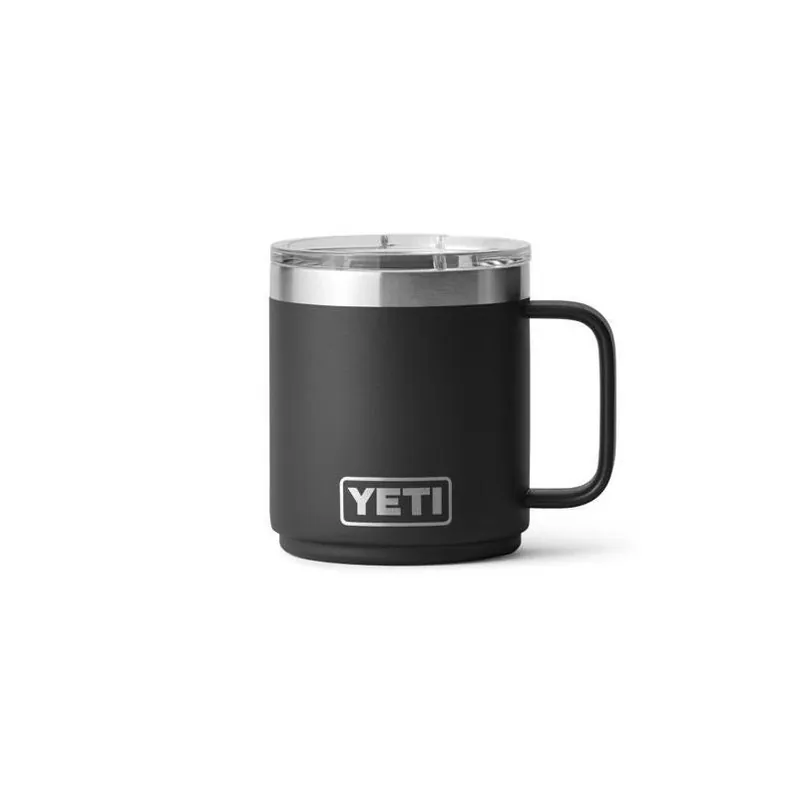 YETI Rambler 10‑oz Black Ceramic‑Lined Stackable Mug With MagSlider Lid – BPA‑Free Stainless Steel
