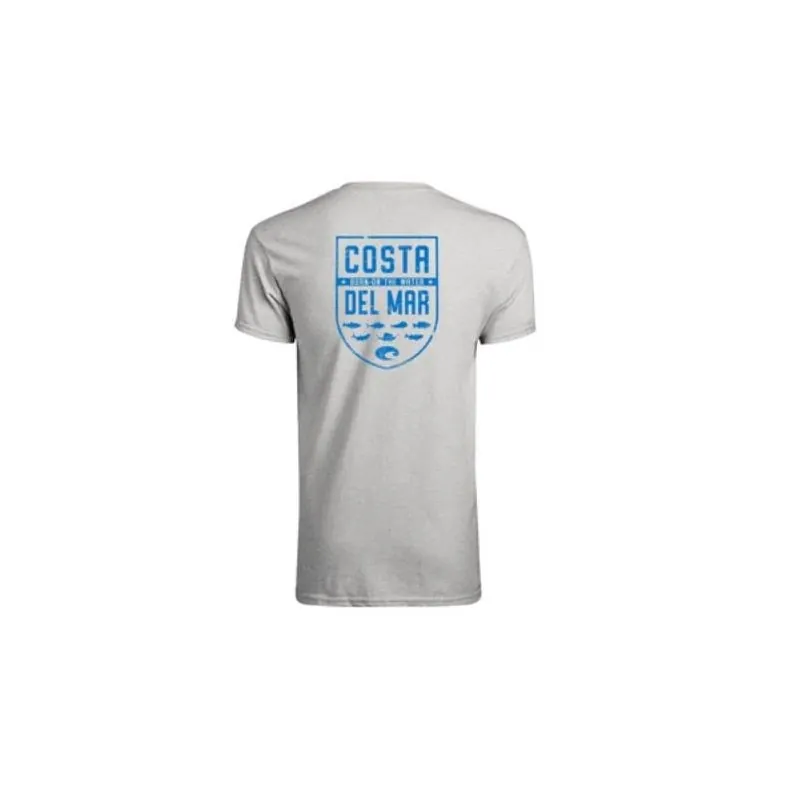Costa Men‘s XXL Heather Gray Species Shield Crew Neck Short‑Sleeve T‑Shirt