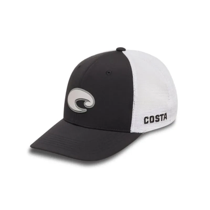 Costa Poly Performance Mesh Trucker Cap – Black/White, Large/XL