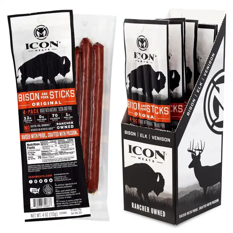 ICON Meats Bison & Pork Original Sticks 4 Oz Pouch
