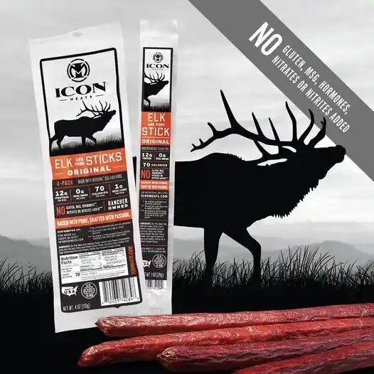 ICON Meats Elk & Pork Original Sticks 4 Oz Pouch