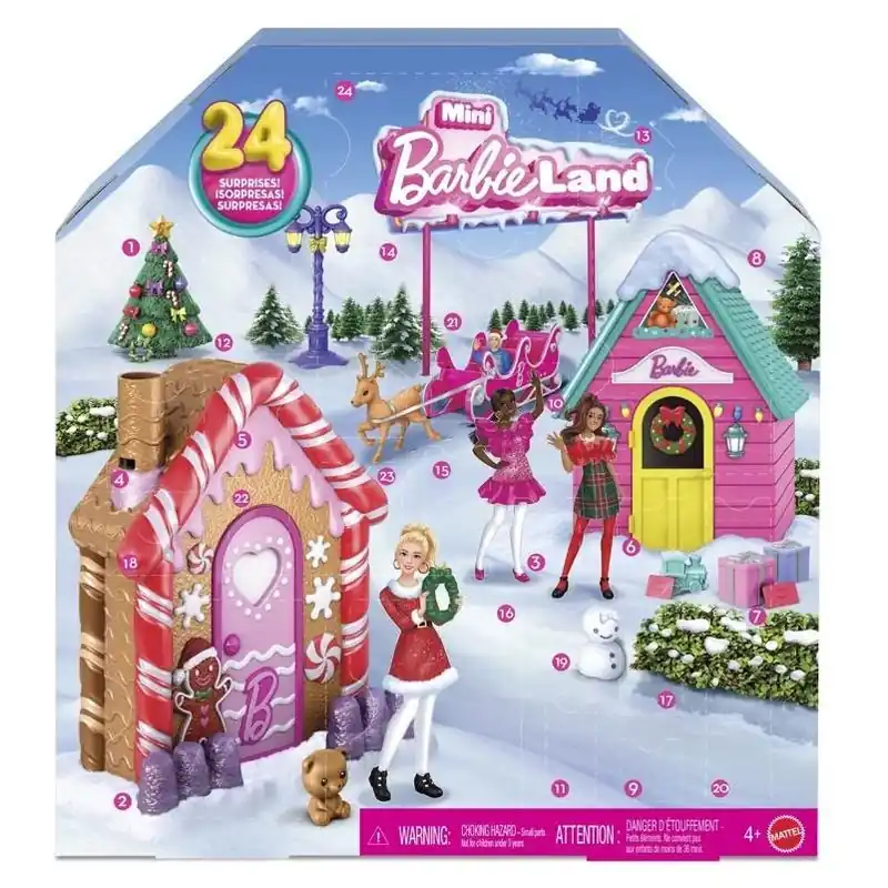 Barbie Mini BarbieLand 24‑Piece Multicolor Advent Calendar – Daily Surprise Toys