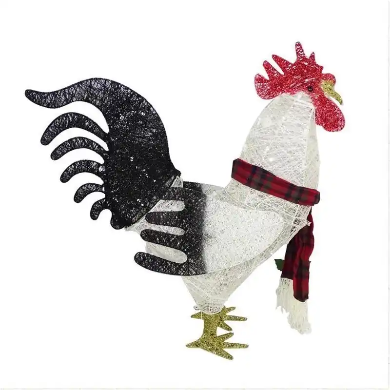 Alpine Rooster 33‑Inch Battery‑Operated Yard Decor Statue