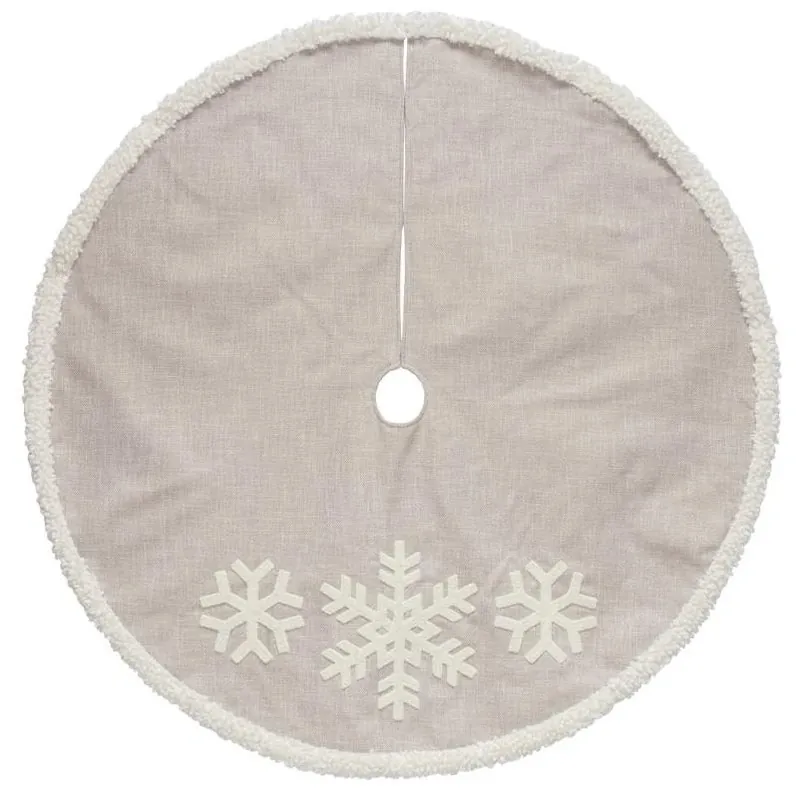 Dyno Tan Linen Tree Skirt With Snowflake Accents