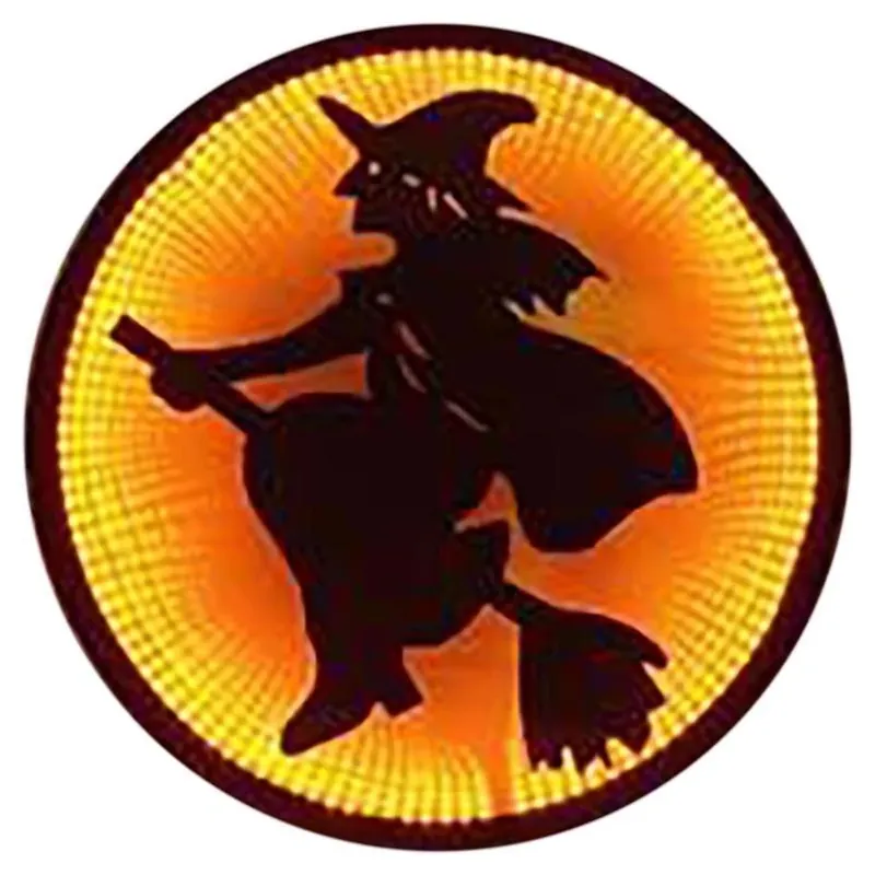 Celebrations Orange LED Prelit Witch On Broom Window Décor – 63‑Count, 13.75‑in
