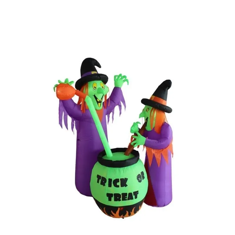 6‑Foot LED Prelit Witch & Cauldron Inflatable – Halloween Outdoor Decoration