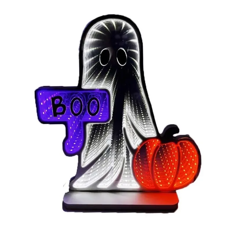Celebrations 149‑LED Orange Ghost Pre‑Lit Halloween Sign – 11.8″ Tall, Plug‑In