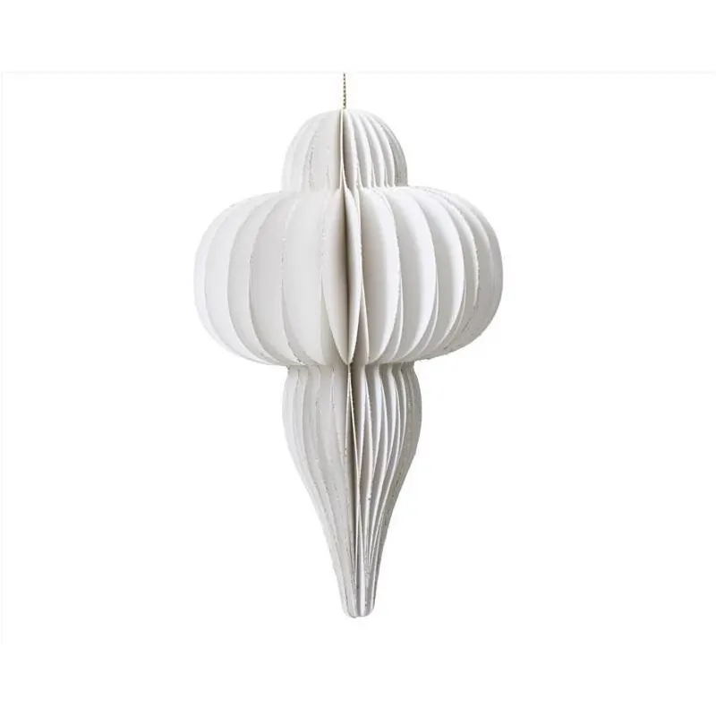8‑inch White Champagne‑Edge Decorative Ornament – Decoris